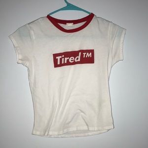 cropped “tired” crop top